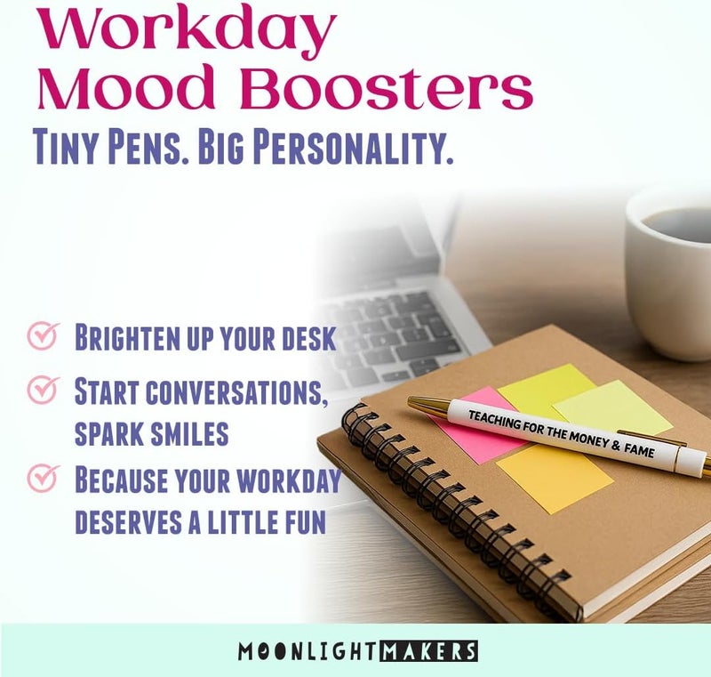 Moonlight Makers Funny Pens — Cute Motivational Pens with Sayings and Affirmations, Black Ink Ballpoint Pens, Office Desk Accessories for Women, Coworkers, Friends, Gift Ideas, Set of 5, You Got This - Image 5